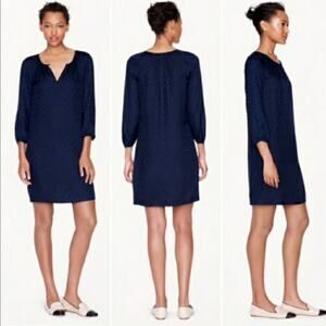 J. Crew Navy Blue 100% Silk 3/4 Sleeve Shift Dress